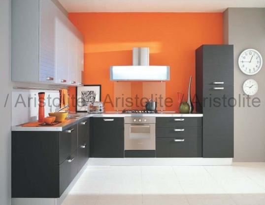 L Shaped Kitchen Design by Aristolite with modern finishes