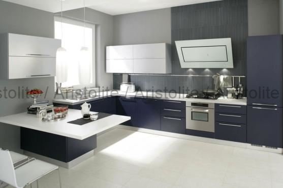 L Shaped Kitchen Design by Aristolite with modern finishes