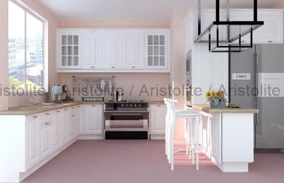 L Shaped Kitchen Design by Aristolite with modern finishes