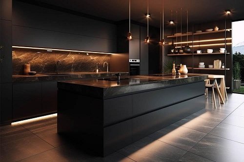 Contemporary parallel kitchen design with glossy cabinets and modern finish